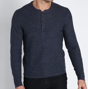 NWT $109 Jach's New York Navy Blue Mixed Stitch Waffle Henley Sweater men's sz L